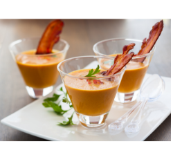 Tomato Soup Shooter with Corn Bread